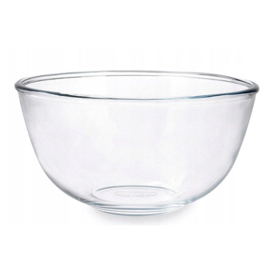 Boller, gjennomsiktig glassbolle med rund form og enkel, klassisk design uten dekor.