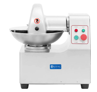 Kjøkkenmaskiner, sølvfarget elektrisk maskin med bolle i rustfritt stål og betjeningspanel med knapper og lys.