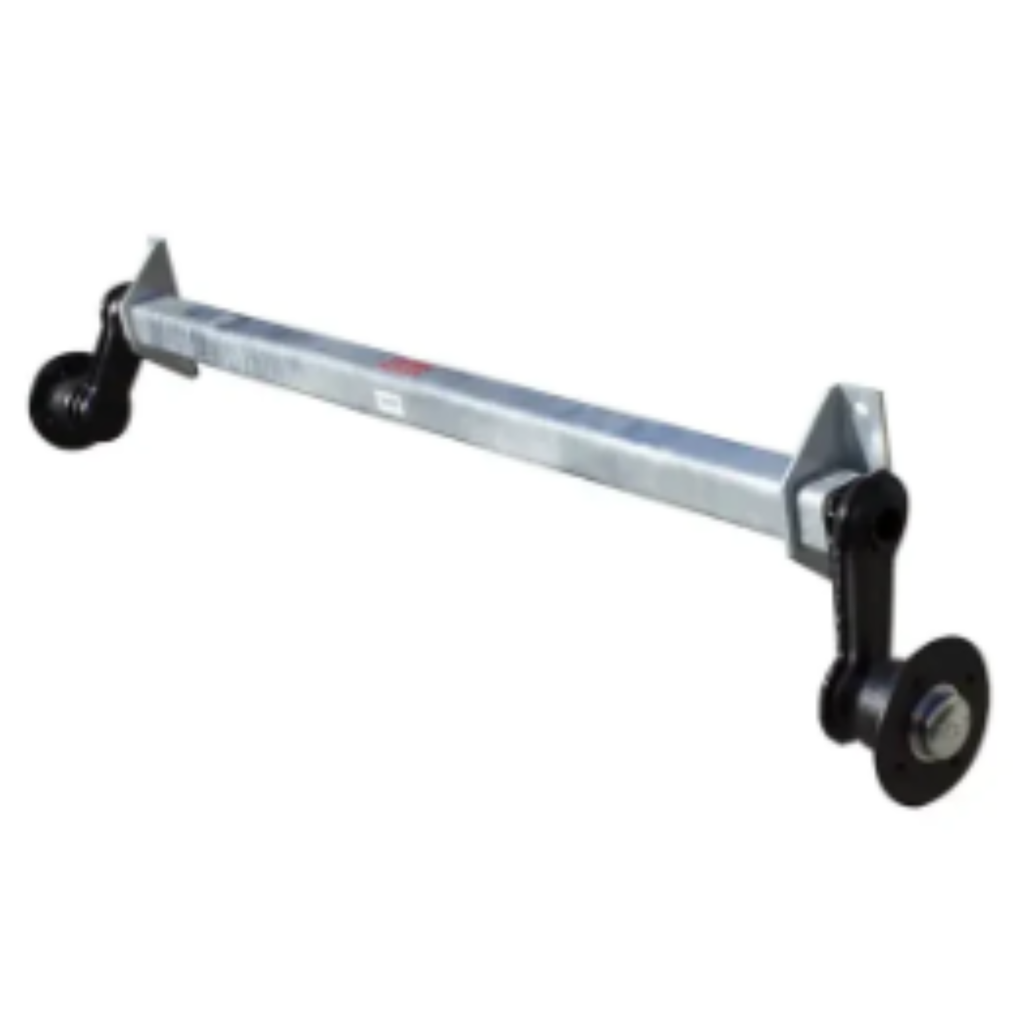 Aksling Tilhenger, rektangulær metallstang med sorte endestykker og monteringsfester på begge sider.