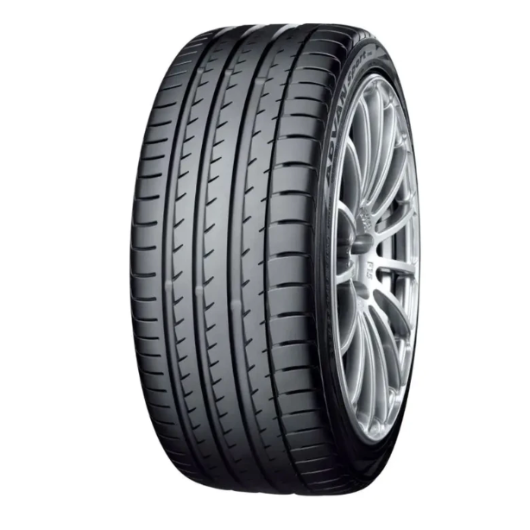 Personbildekk, sort dekk med dype spor og sølvfarget felg med moderne og stilrent slitemønster.