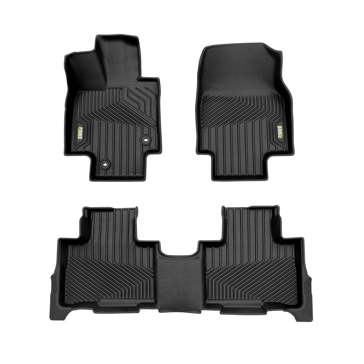 Frogum Race Rock TPE-gulvmatter til Toyota Highlander IV (2019–) – svart, sett med 3, TÜV-sertifisert
