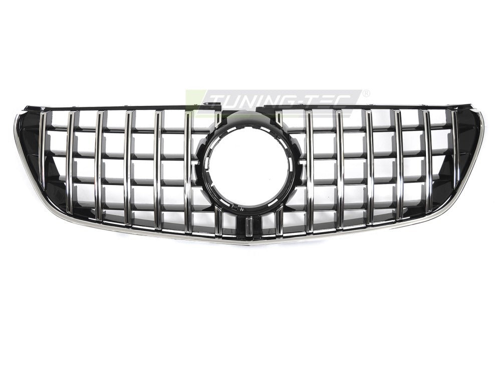 Detaljbilde av Grill V-Klasse/Vito W447 14-19 krom/sort med lamellstruktur og emblemfeste.