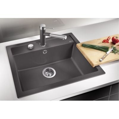 Blanco Dalago 6 svart kjøkkenvask i granitt 615x510 mm sett ovenfra