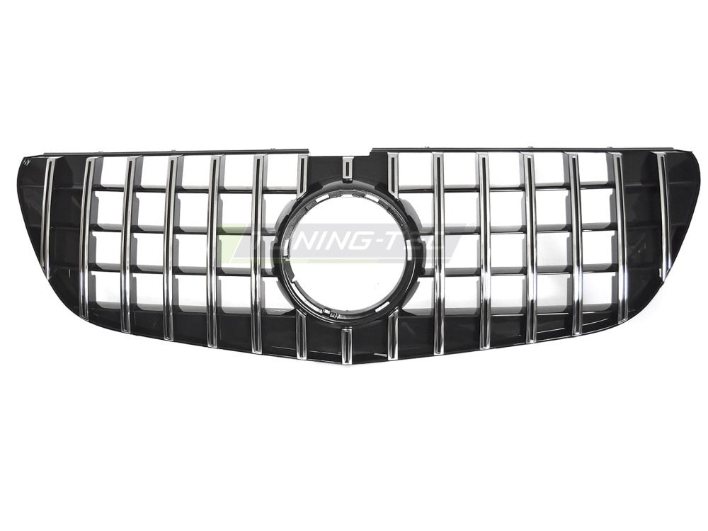 Detaljbilde av Grill Mercedes Vito W447 14-19 krom/sort med sport-mønster og emblemfeste.