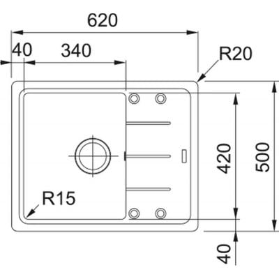 Måltegning Franke Basis BFG 611-62 – mål 620x500 mm