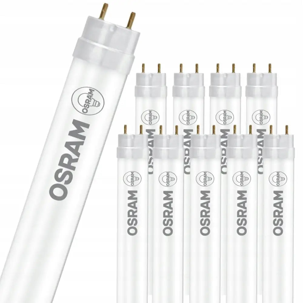LED-lysrør G13 T8 16W 6500K fra Osram, nærbilde av glassrør med sølvfargede ender og tydelig logo.