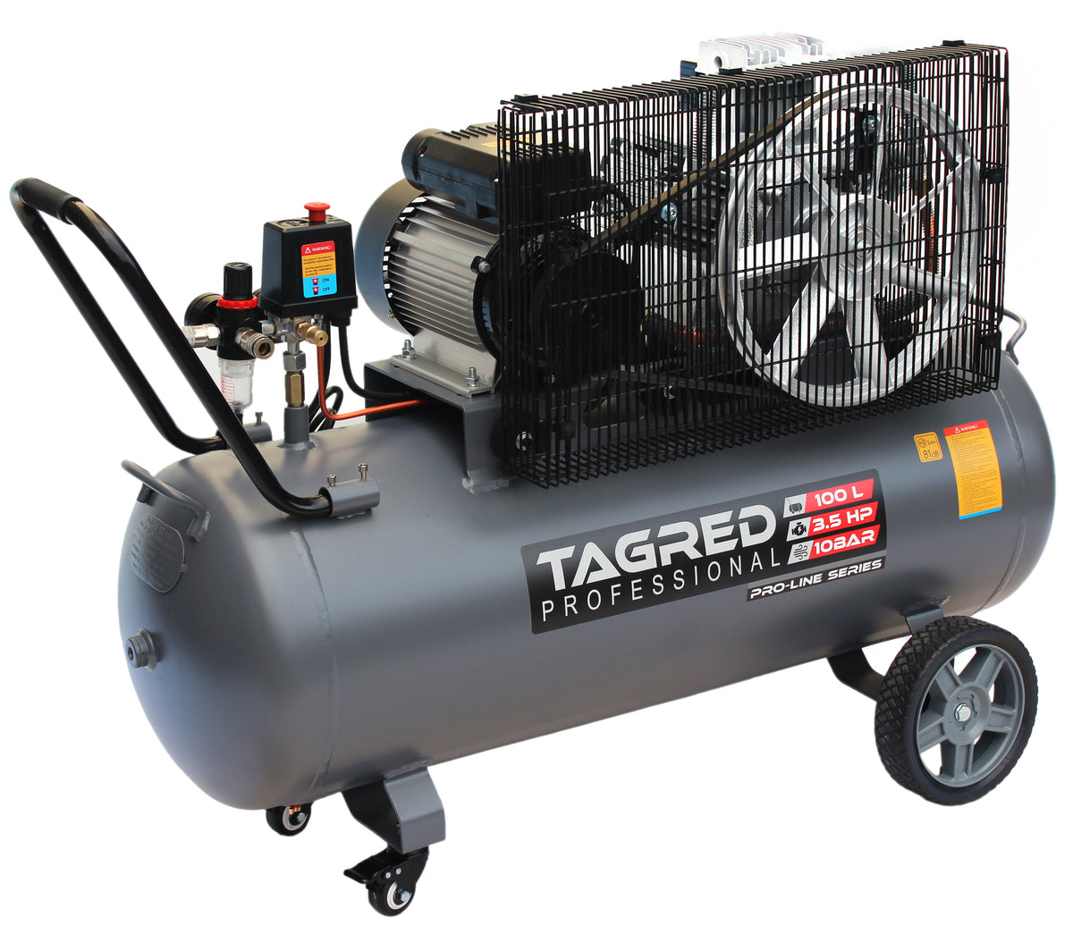 Kompressor Tagred TA3390 100L tank med hjul for enkel transport