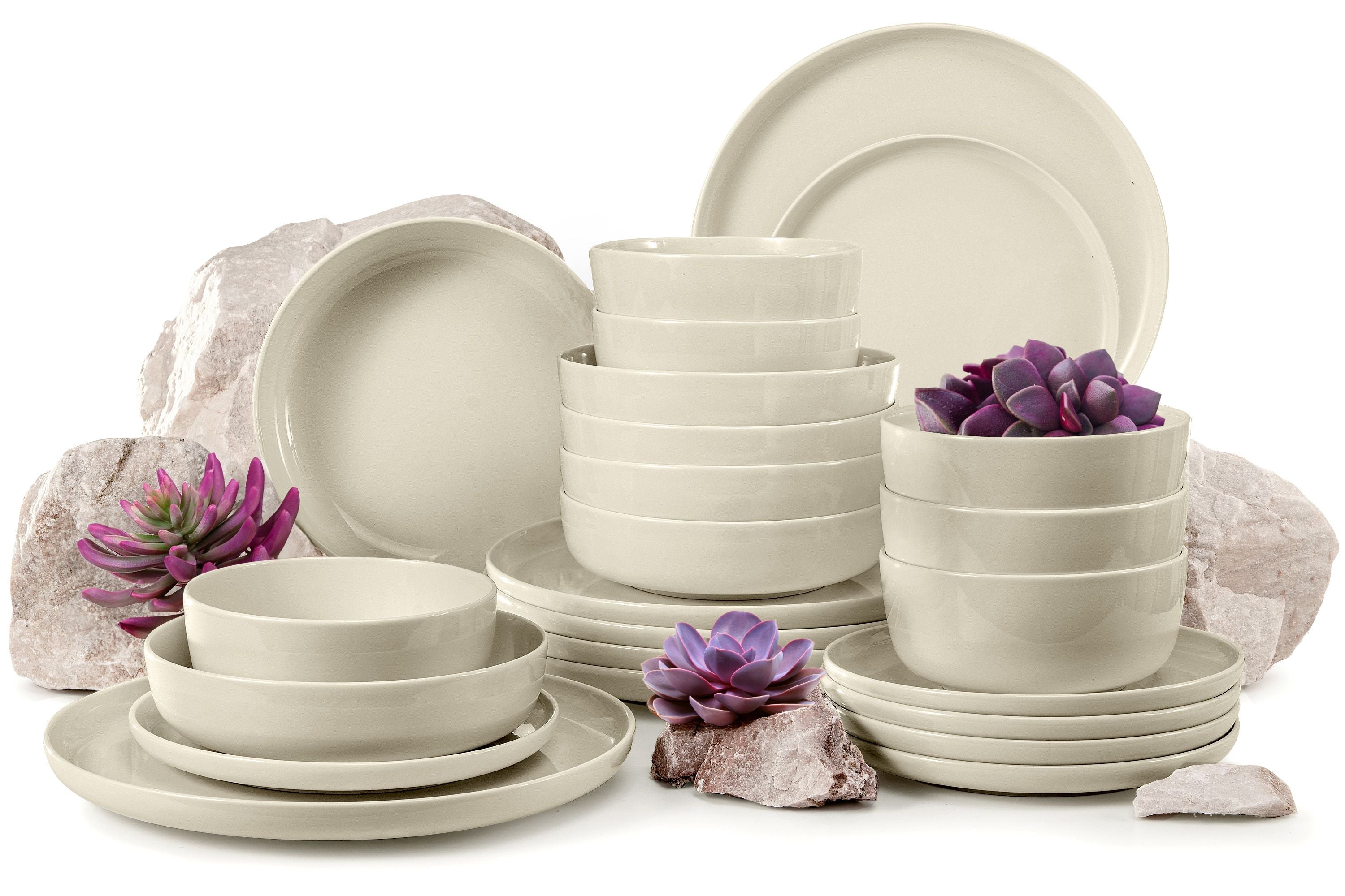 KONSIMO VICTO middagservise 6 personer beige høyglans