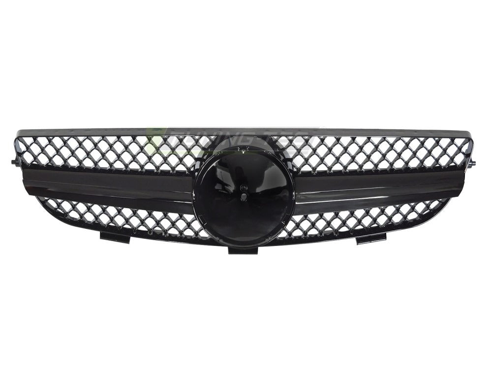 Detaljbilde av Grill Mercedes CLK W209 03-10 blank sort med sport-mønster og emblemfeste.