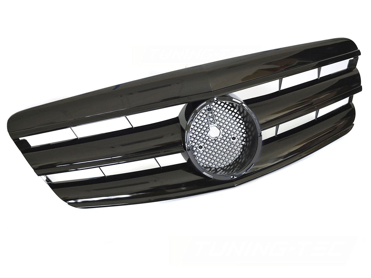 Grill til Mercedes S-Klasse W221 05-09 i sort sett rett forfra på hvit bakgrunn.