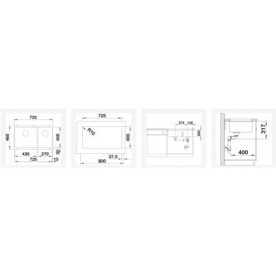 Måltegning Blanco Subline 430/270-U – mål 725x400 mm