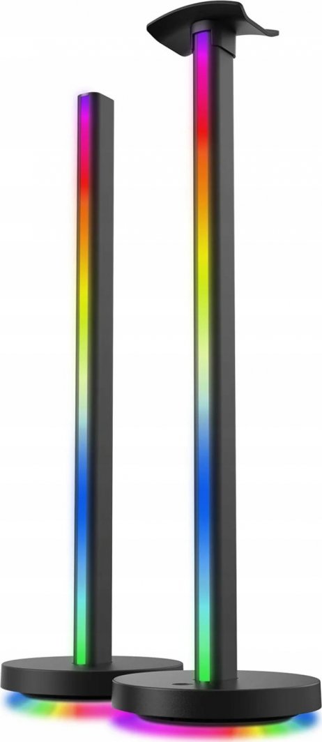 Tredemølle LED-lys RGBIC Light Bar 2-pack med fargerike vertikale lyslinjer og svart base.