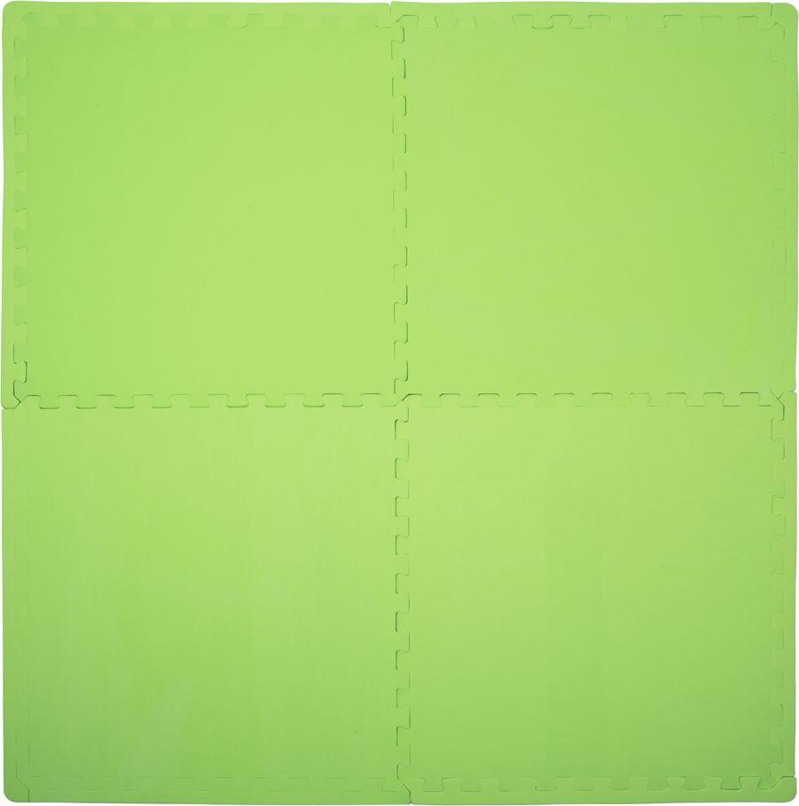Puslematte i grønn EVA-skumplast, fire deler satt sammen til én stor matte, sett rett ovenfra.