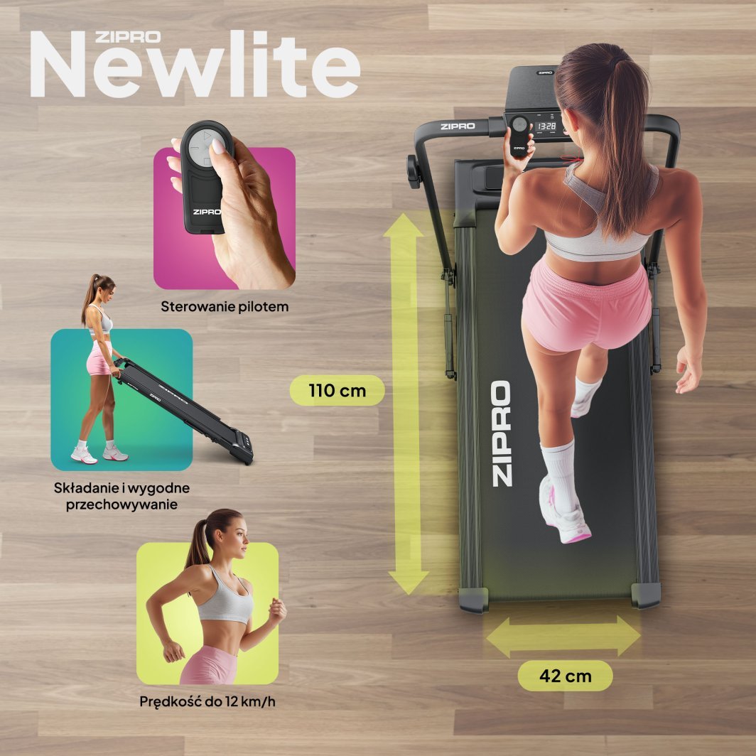 Tredemølle sammenleggbar walking pad 40x120cm for hjemmet Zipro Newlite