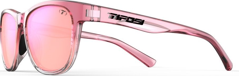 Solbriller Dame i crystal pink fade med rosa speilglass, sett forfra mot hvit bakgrunn.