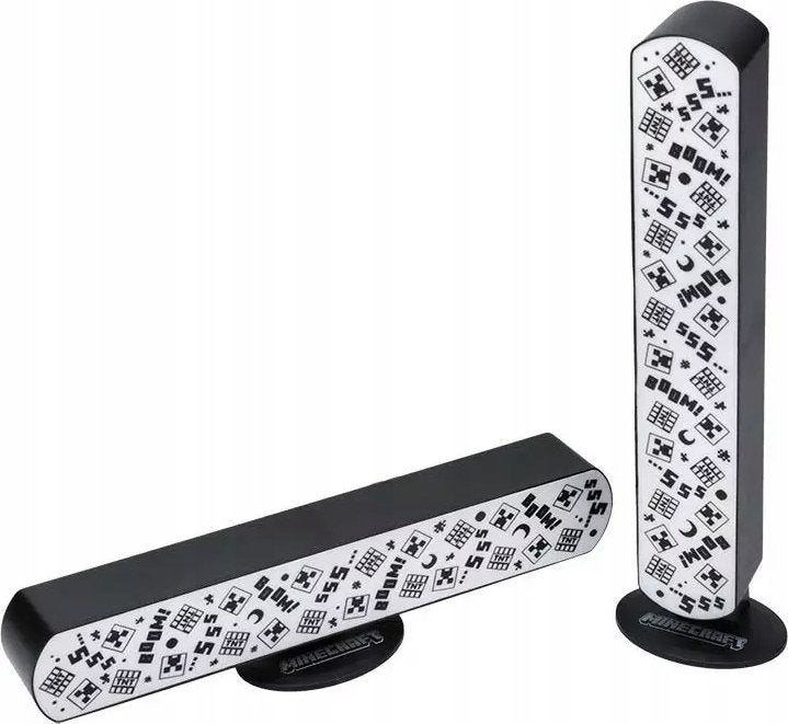 Sammenleggbar tredemølle Lampe Minecraft RGB sett med to lamper og fjernkontroll, avbildet fra siden.