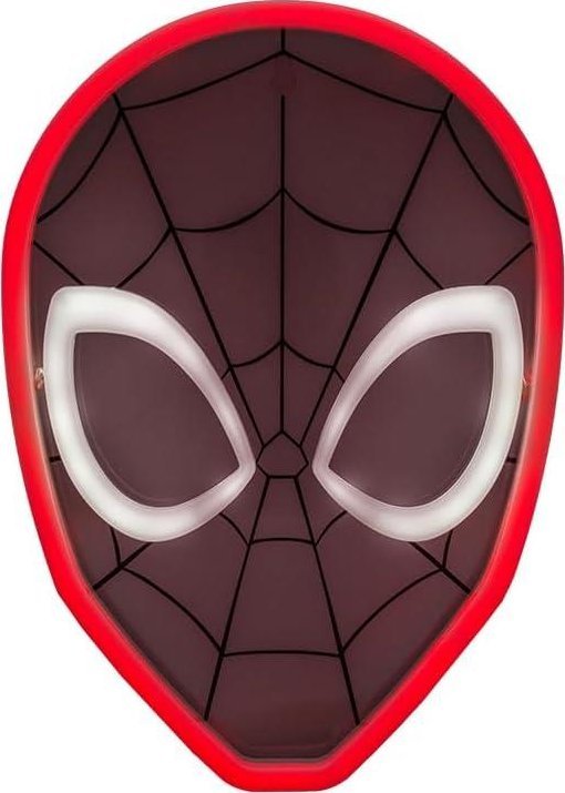 Sammenleggbar tredemølle vegglampe Spiderman Maske 26cm med rødt og svart ansikt og hvite øyne.