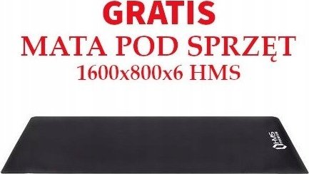 Romaskin Trening sort rektangulær treningsmatte i syntetisk materiale med HMS-logo, måler 160x80 cm.