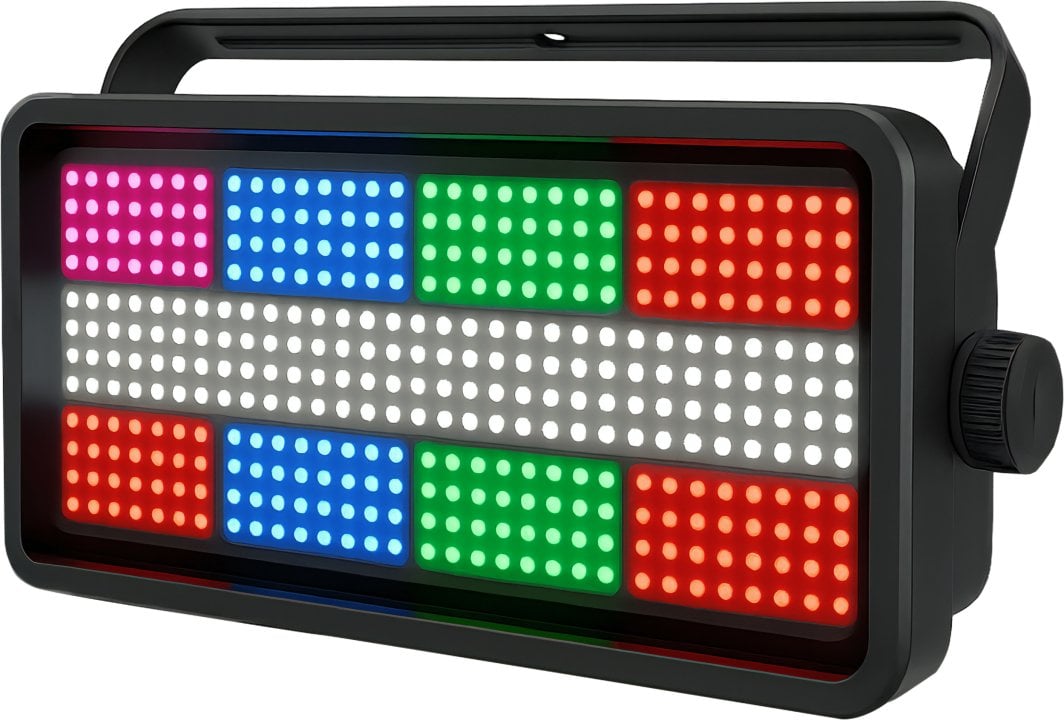 Tredemølle stroboskoplys 11W gaming med fargede LED-dioder i svart rektangulær innpakning.