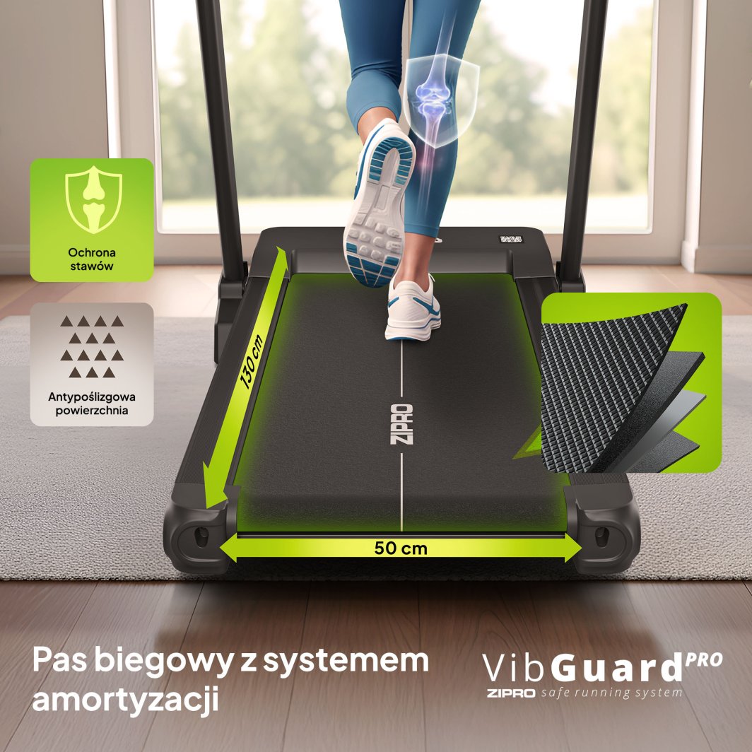 Tredemølle Med Elektrisk Motor 3,5HP 164x88x128cm Zipro Sigma