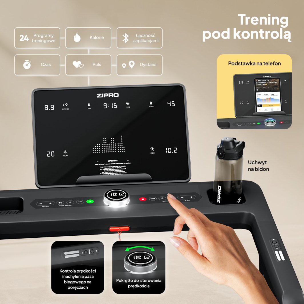 Tredemølle Med Elektrisk Motor 3,5HP 164x88x128cm Zipro Sigma