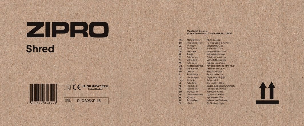 Tredemølle 16km/t, Stigning –5–40 %, Løpeflate 46x120cm Zipro Shred