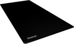 Treningsmatte i sort mykt materiale, rektangulær med glatt overflate og Reebok-logo i hjørnet.