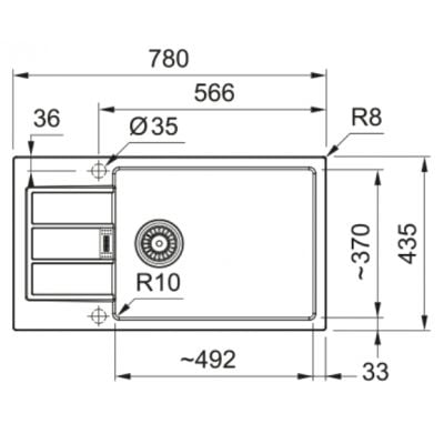 Måltegning Franke Sirius 2.0 S2D Slim 611-78 XL – mål 780x435 mm
