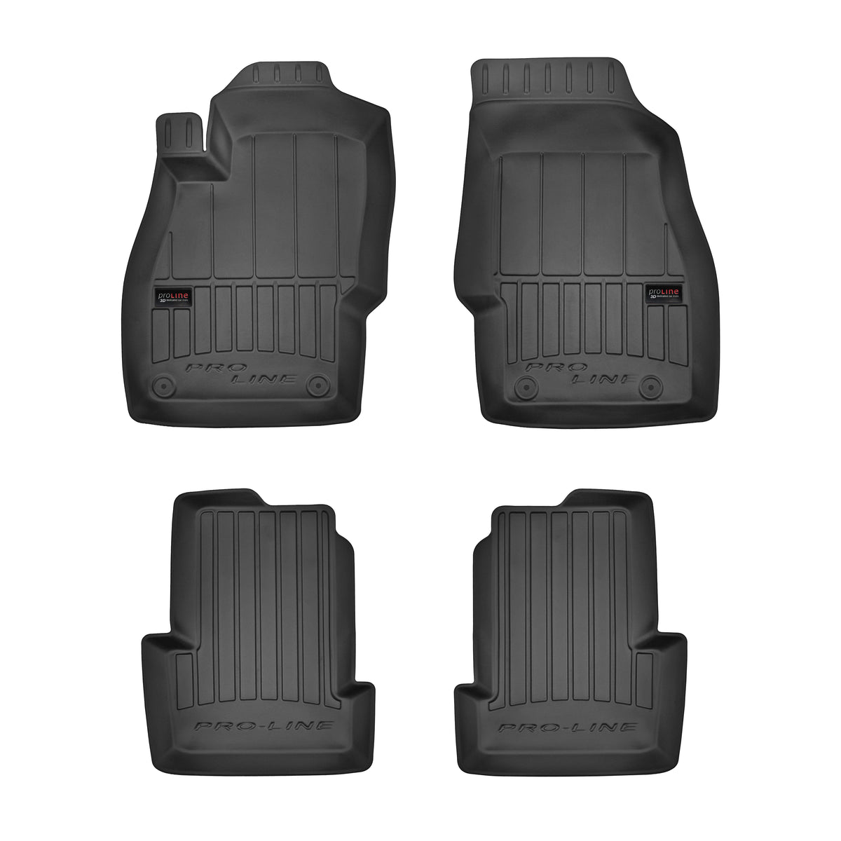 Frogum 3D Premium gulvmatter til Opel Corsa D / Corsa E (2014–) – svart TPE, sett à 4, 60 mm sidekant