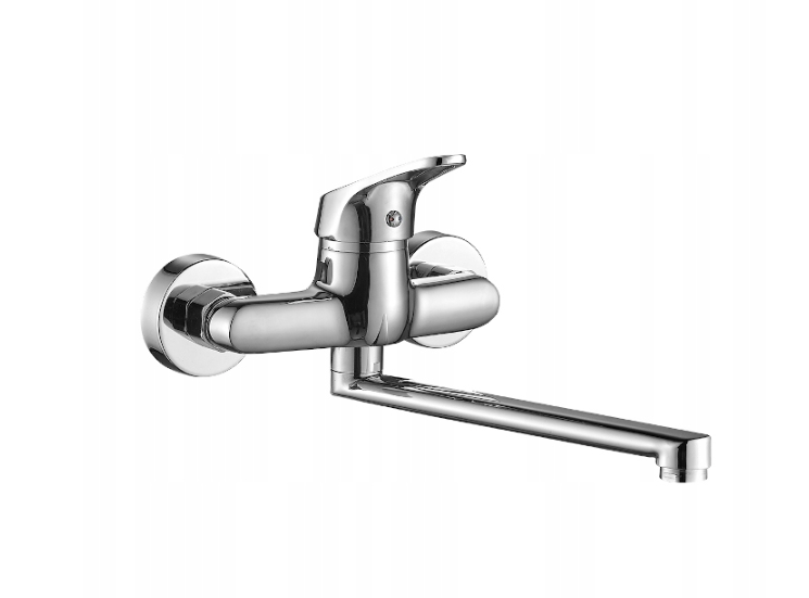 Kuchinox Oris BQO_080D kjøkkenbatteri i krom – veggmontert med 1/2"-tilkoblinger og 270 mm tut