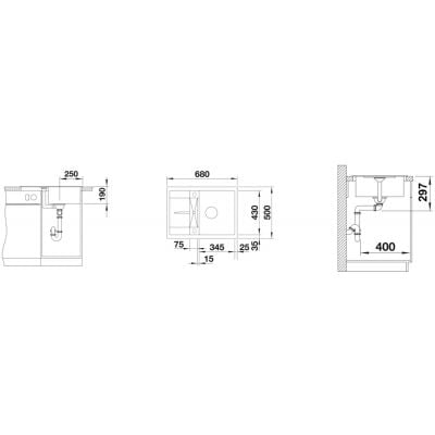Måltegning Blanco Metra 45 S Compact – mål 680x500 mm