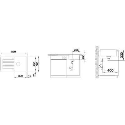Måltegning Blanco Zia 5 S – mål 860x500 mm