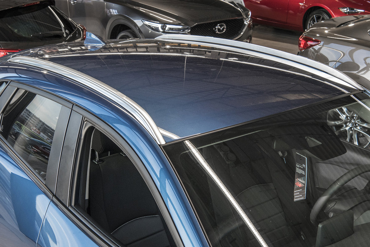 Takrails fra Ventshield til Mazda CX-3 2014-2023 i aluminium og ABS, enkel montering, TÜV-godkjent