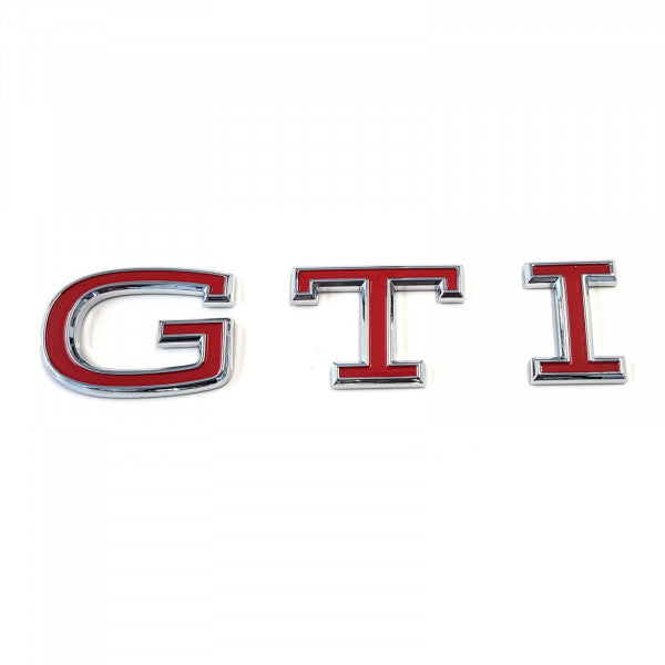 Emblem/logo til Vw GTI Polo 6 (2G) > Tornado Red / Glossy Chrome med blank kromfinish og rødt detaljdesign