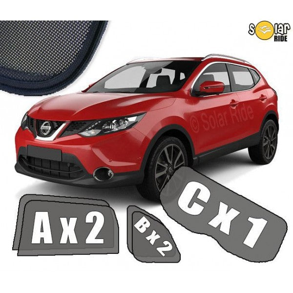 Sr solskjerm i akryl til Nissan Qashqai (J11) med enkel montering og vindavvisende funksjon