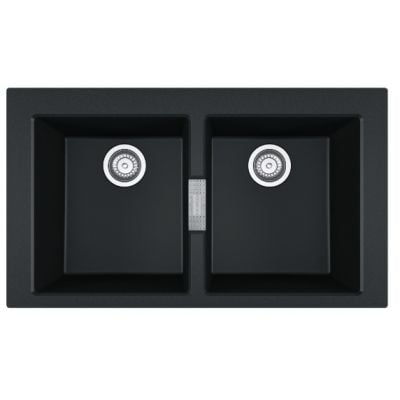Franke Sirius 2.0 kjøkkenvask i Tectonite med to kummer i onyx svart, 860x500 mm