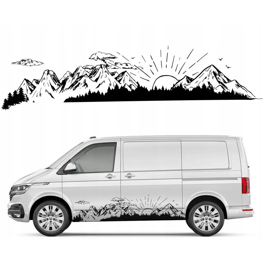 1x Bildekal med Fjell- og Skogsmotiv 61x250 Cm