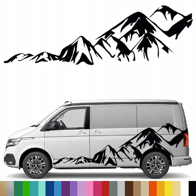 1x Klistremerke Grafikk for Bobil Auto Fjellkjede Fjell Mountains 70x222