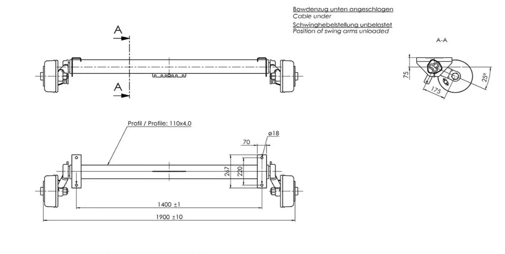 Bremset aksel AL-KO 1800 kg A1400 E + 5x112 | Nomax.no🥇_1