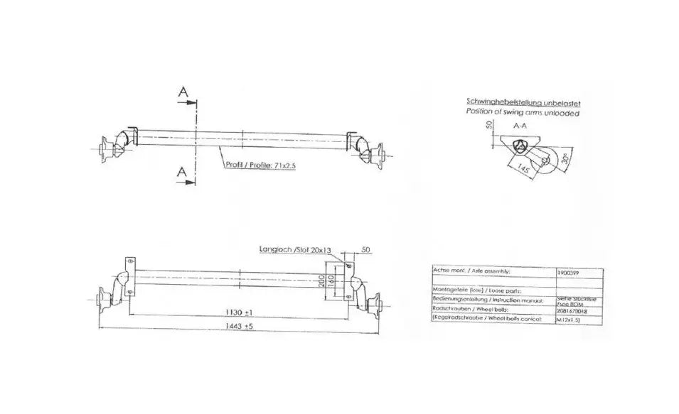 Ubremset aksel for tilhengere AL-KO optima 1130 mm 750 kg 100x4 | Nomax.no🥇_1