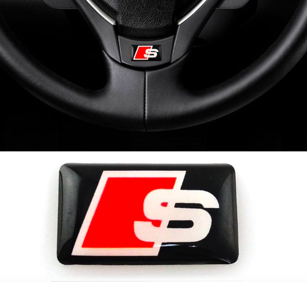 Emblem/logo til Audi 3D felg ratt emblem A2 A3 A4 A5 A6 A7 A8 RS4 RS6 17x9mm i S Line utførelse for felg