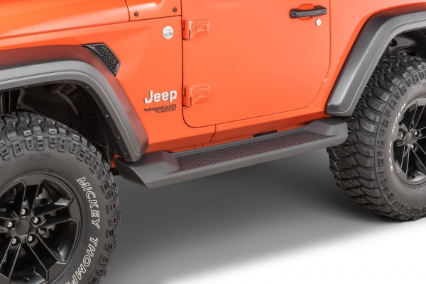 Stigtrinn Ventshield i aluminium og svart ABS til Jeep Wrangler JL 2017 og nyere