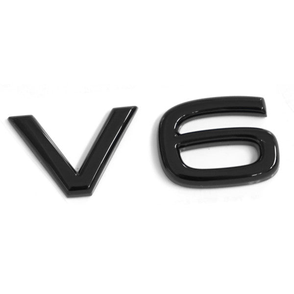 Svart emblem/logo til Vw V6 Black i ABS-materiale for montering på bakluke