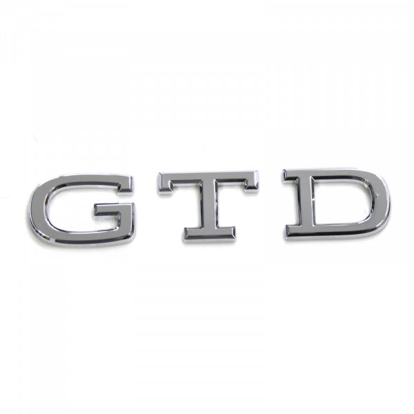 Emblem/logo til Vw GTD VW 8 GTD Glossy Chrome i blank krom til bakluke, original Volkswagen del