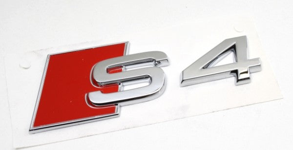 Emblem/logo til Audi S4 Chrome i krom ABS-materiale, original Audi emblem med perfekt passform