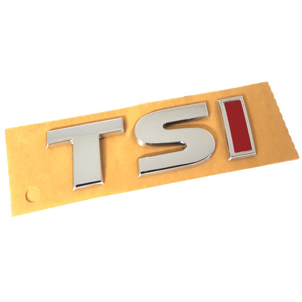 Emblem/logo til Vw TSI VW 7 (5G) Glossy Chrome / Tornado Red i ABS-materiale med blank kromfinish og tornado rød detalj