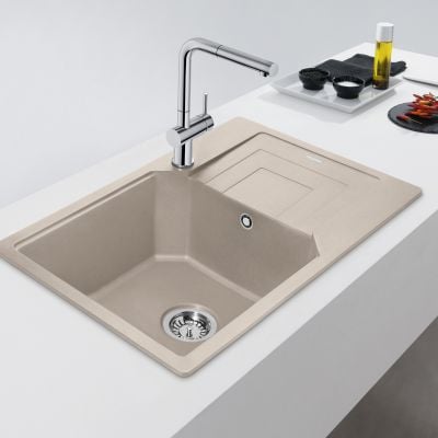Franke Urban UBG 611-62 kjøkkenvask i granittkompositt, beige farge, 1 kum med avrenningsfelt