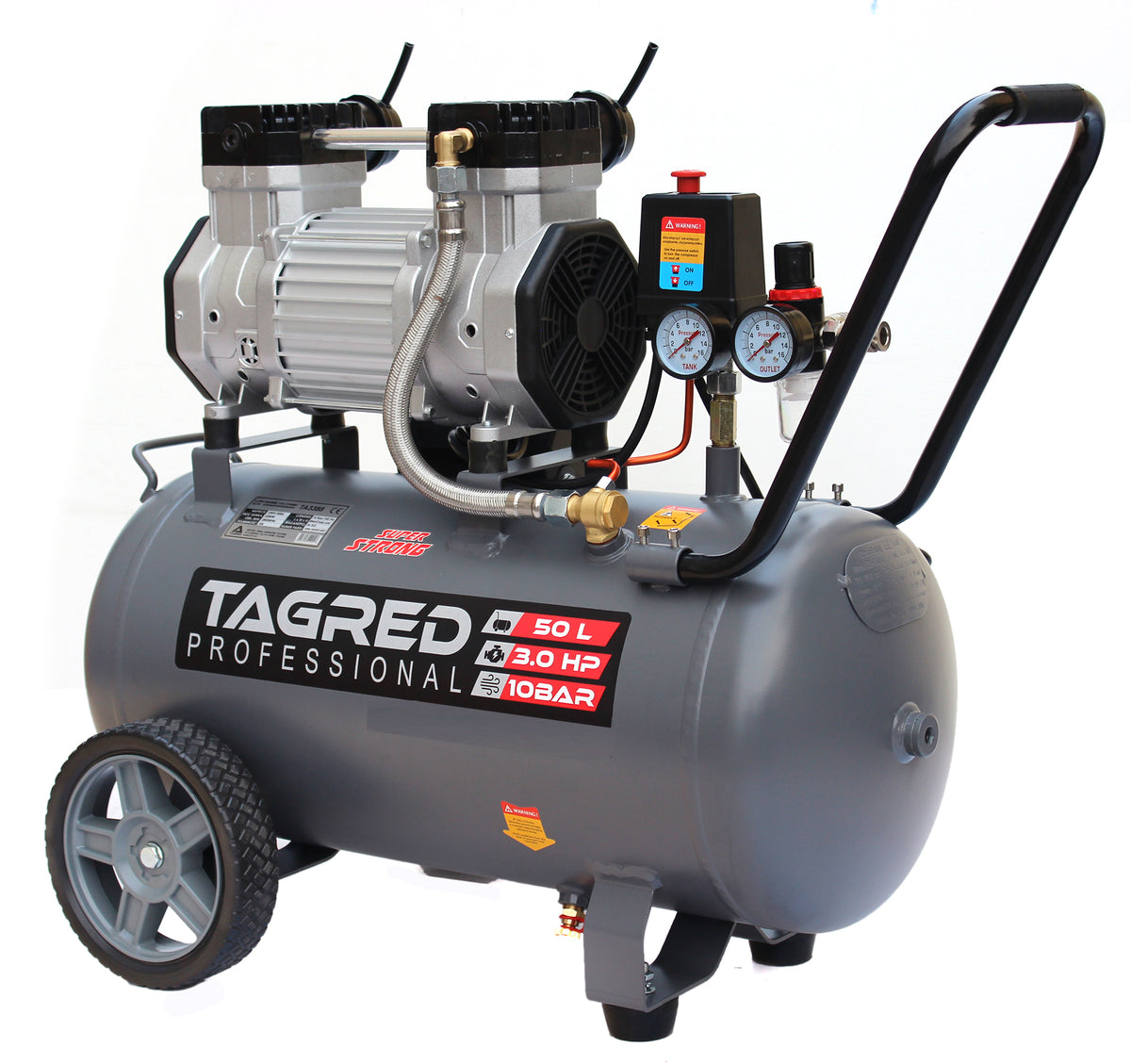 Kompressor Tagred TA3388 oljefri stempelkompressor med 50-liters tank