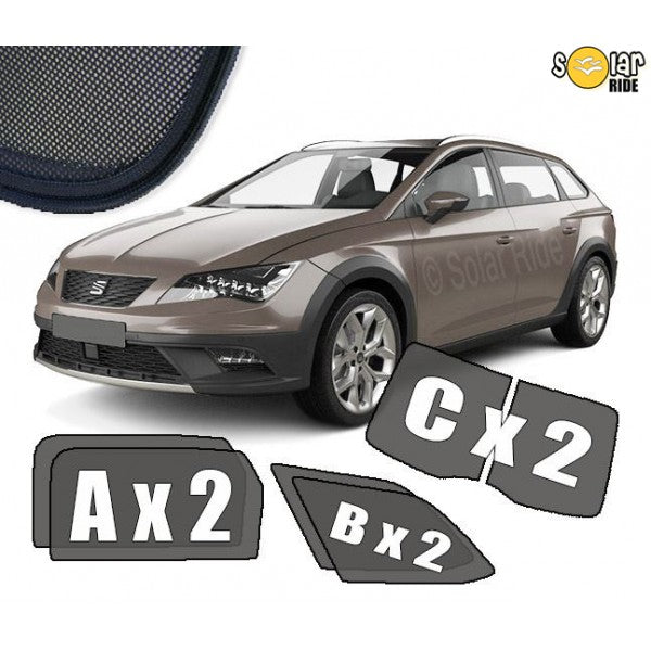 Sr solskjerm i akryl til Seat Leon ST III (2012-2020) med vindavviser og enkel montering