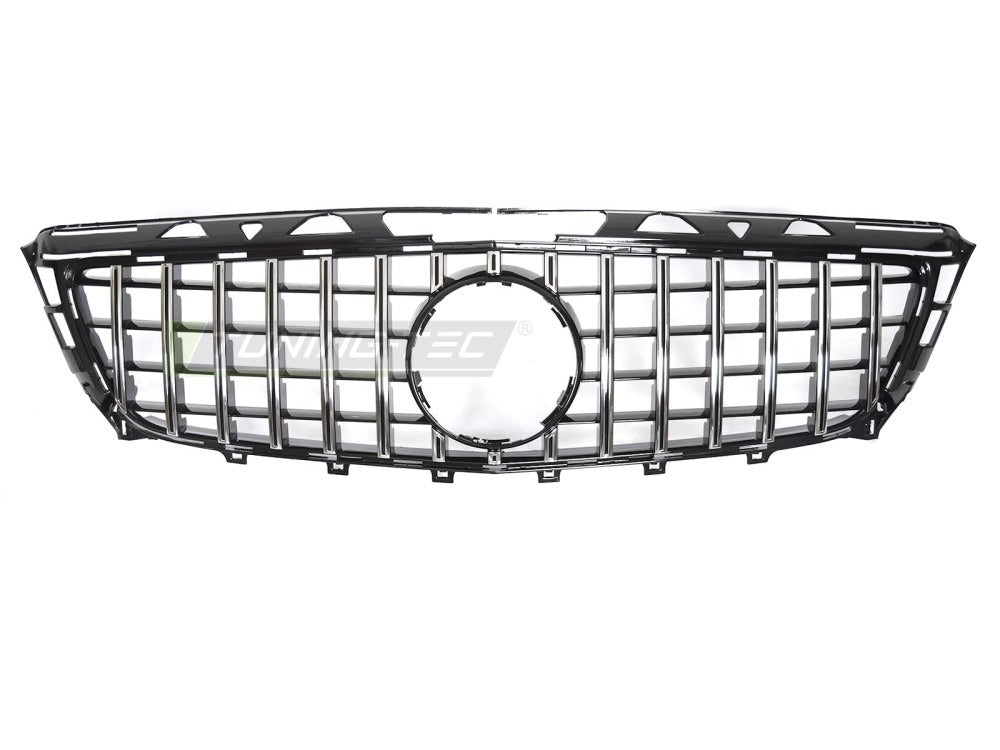 Detaljbilde av Grill Mercedes CLS C218 11-14 sort/krom med sport-mønster og emblemfeste.